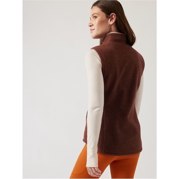 Athleta Stroll Fleece Moto Vest NWT XL Mahogany - Picture 3 of 5